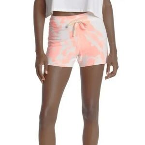 Sundry Women's XL Drawstring Cutoff Sleepwear Shorts Tie Dye Pop Peach